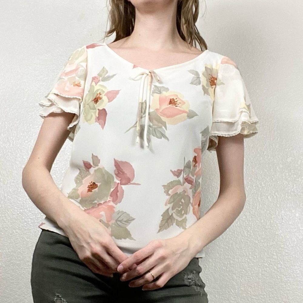 Address Maggy Ivory Floral Flutter Sleeve Blouse